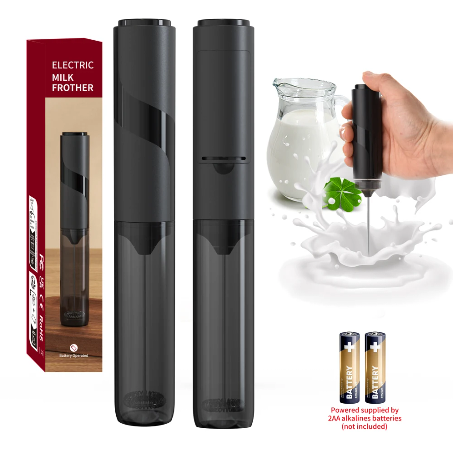 Electric Milk Frother Handheld - เครื่องตีฟองนมไฟฟ้าสแตนเลสแบบมือถือ พร้อมความเร็ว 10000 รอบต่อนาที ใช้แบตเตอรี่ AA