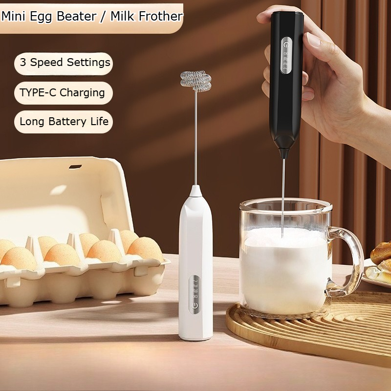Electric Milk Frother Handheld - เครื่องตีฟองนมไฟฟ้าแบบมือถือ เครื่องทำฟองอัตโนมัติ เครื่องตีไข่ เครื่องผสมอาหารในครัว สำหรับทำเบเกอรี่ที่บ้าน