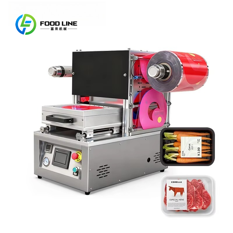 Food Vacuum Sealer Machine - เครื่องซีลถาดแบบกึ่งอัตโนมัติไฟฟ้า พร้อมระบบเติมแก๊สสุญญากาศ สำหรับบรรจุภัณฑ์เนื้อสัตว์ อาหารพร้อมทาน และอาหารปรุงสุก