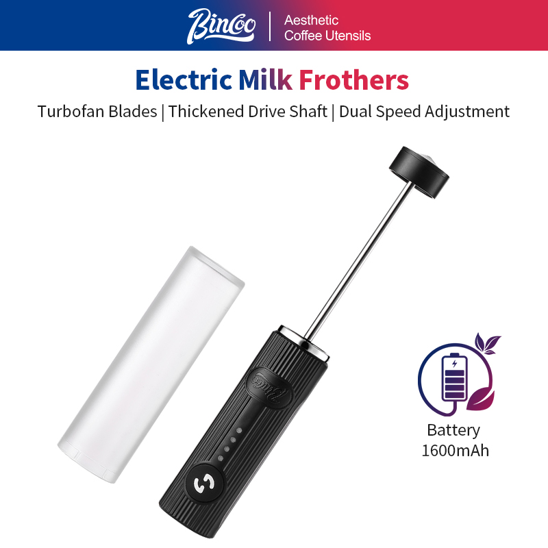 Electric Milk Frother Handheld - BINCOO เครื่องตีฟองกาแฟไฟฟ้า USB ชาร์จ 2 ความเร็วโฟม