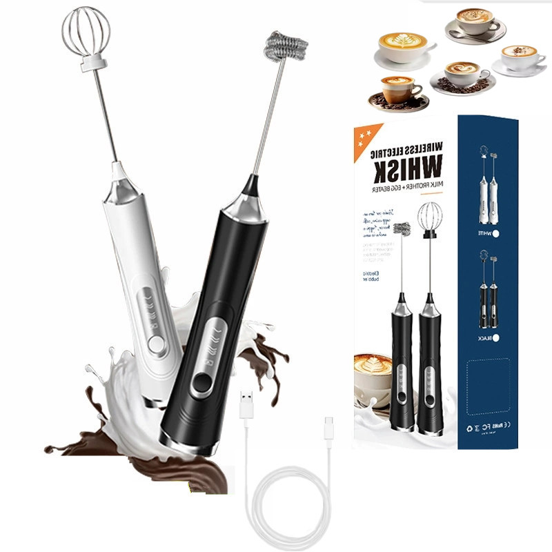 Electric Milk Frother Handheld - เครื่องตีฟองนมไฟฟ้าแบบพกพา USB เครื่องชงกาแฟ 3 ระดับความเร็วไร้สาย เครื่องตีไข่