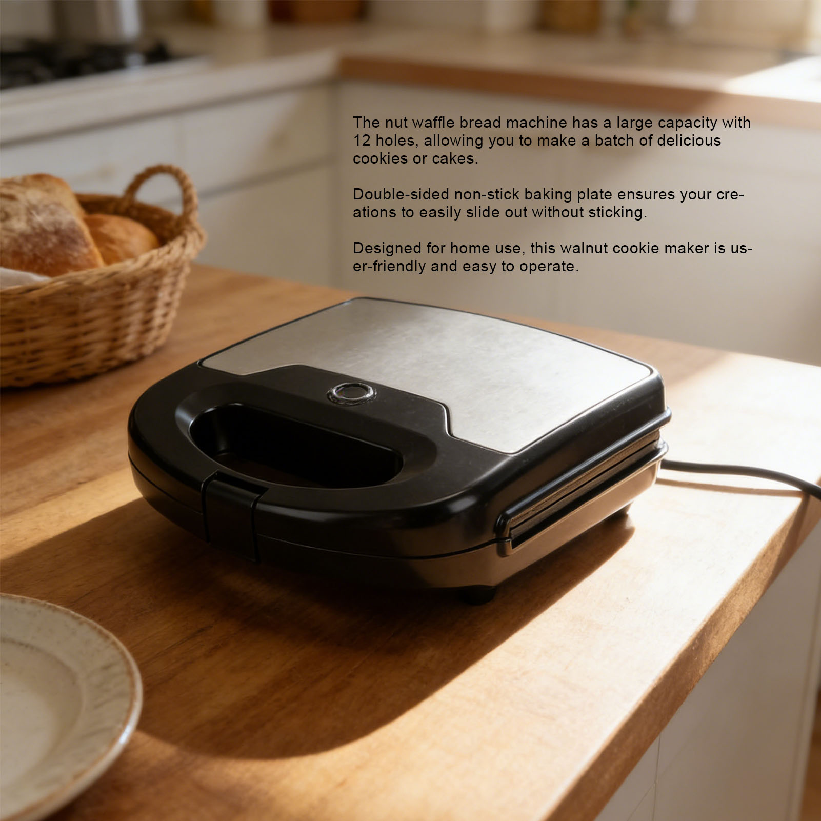 เครื่องทำคุกกี้วอลนัท 12 ชิ้น  - Mini Waffle Maker Machine บทวิจารณ์และราคา