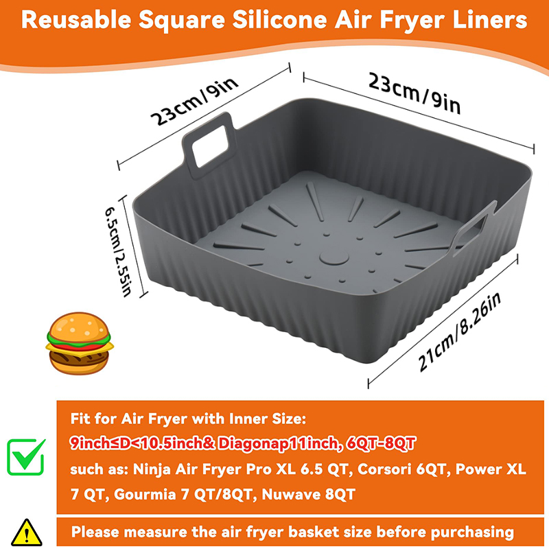 สแควร์ขนาดใหญ่ซิลิโคน Air Frye - Air Fryer Silicone Pot Liner บทวิจารณ์และราคา