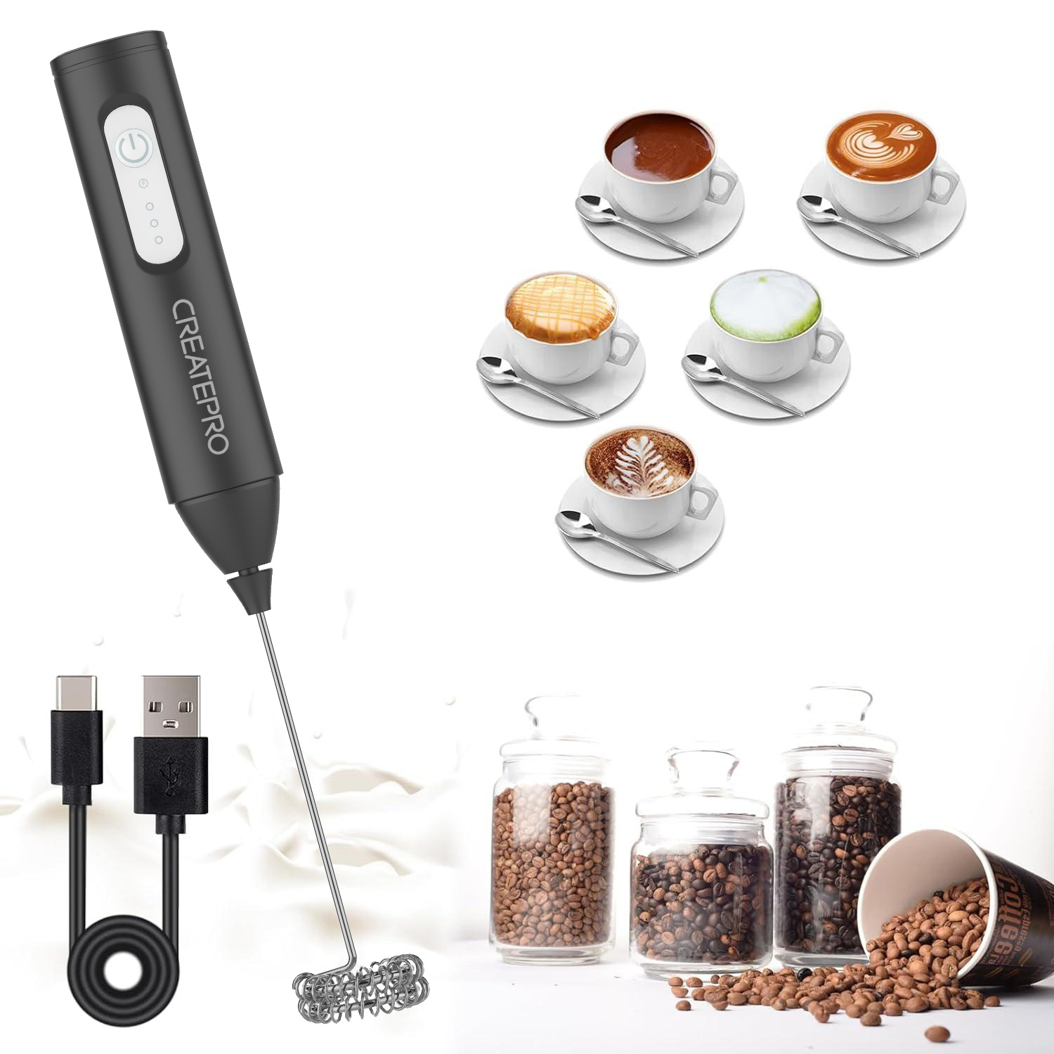 เครื่องตีฟองนมแบบชาร์จไฟได้ เค - Electric Milk Frother Handheld บทวิจารณ์และราคา