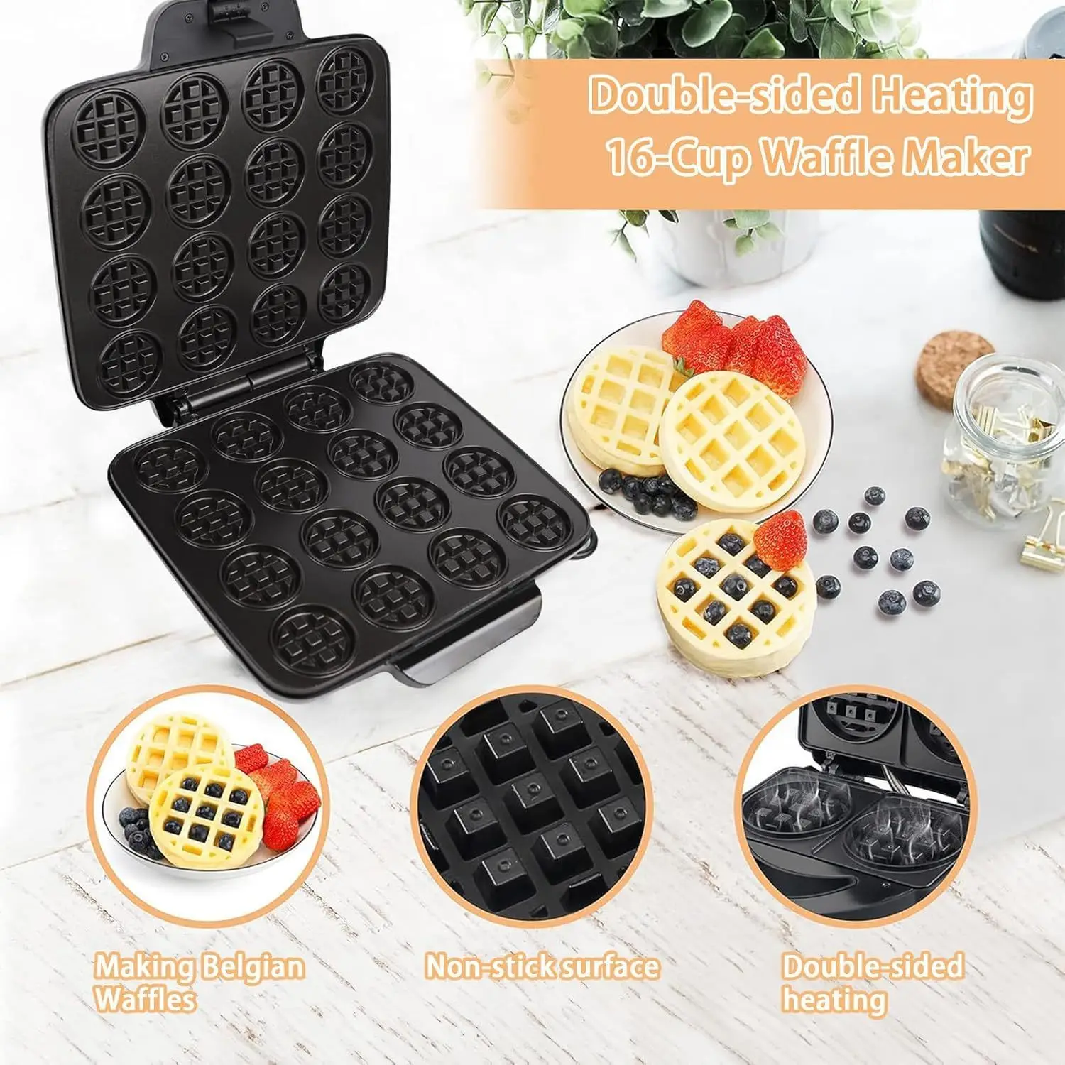เครื่องทำวาฟเฟิล 16 หลุม, ระบบ - Mini Waffle Maker Machine บทวิจารณ์และราคา