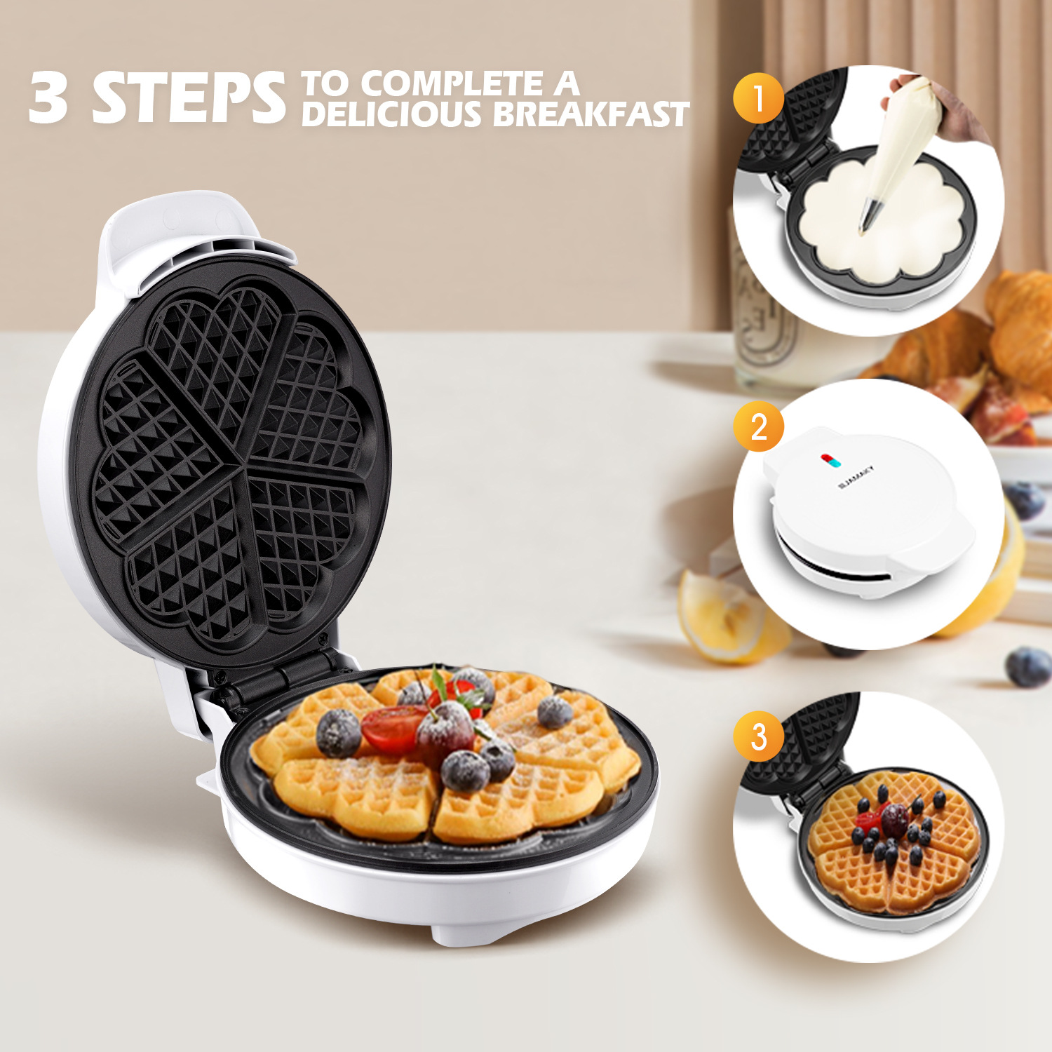 อาหารเช้าวาฟเฟิลแม่พิมพ์เค้กไข - Mini Waffle Maker Machine บทวิจารณ์และราคา