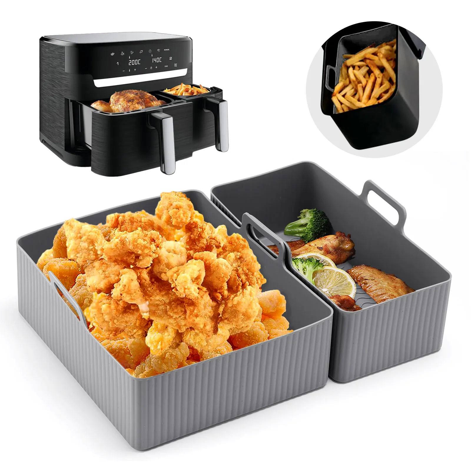 ชุด 2 ชิ้น แผ่นซิลิโคนสำหรับหม - Air Fryer Silicone Pot Liner บทวิจารณ์และราคา