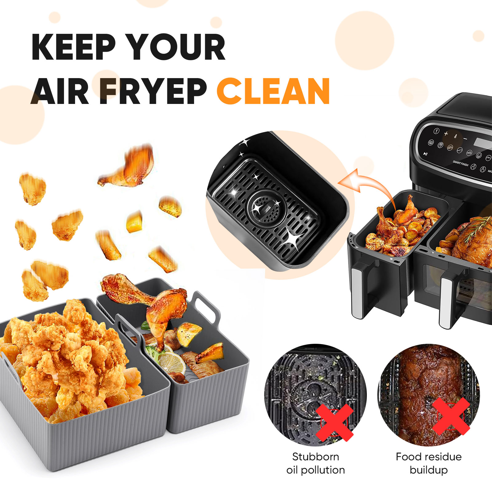 2 ชิ้นชุดซิลิโคน Air Fryer Mat - Air Fryer Silicone Pot Liner บทวิจารณ์และราคา
